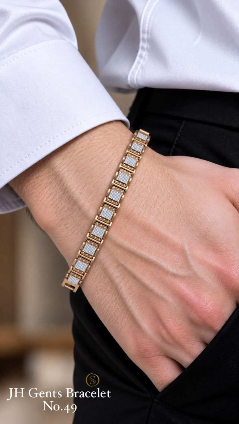 Amrah Wholesale Jh Golden And Silver Gents Brancelet 1 Gold Plated Imitation Jewellery