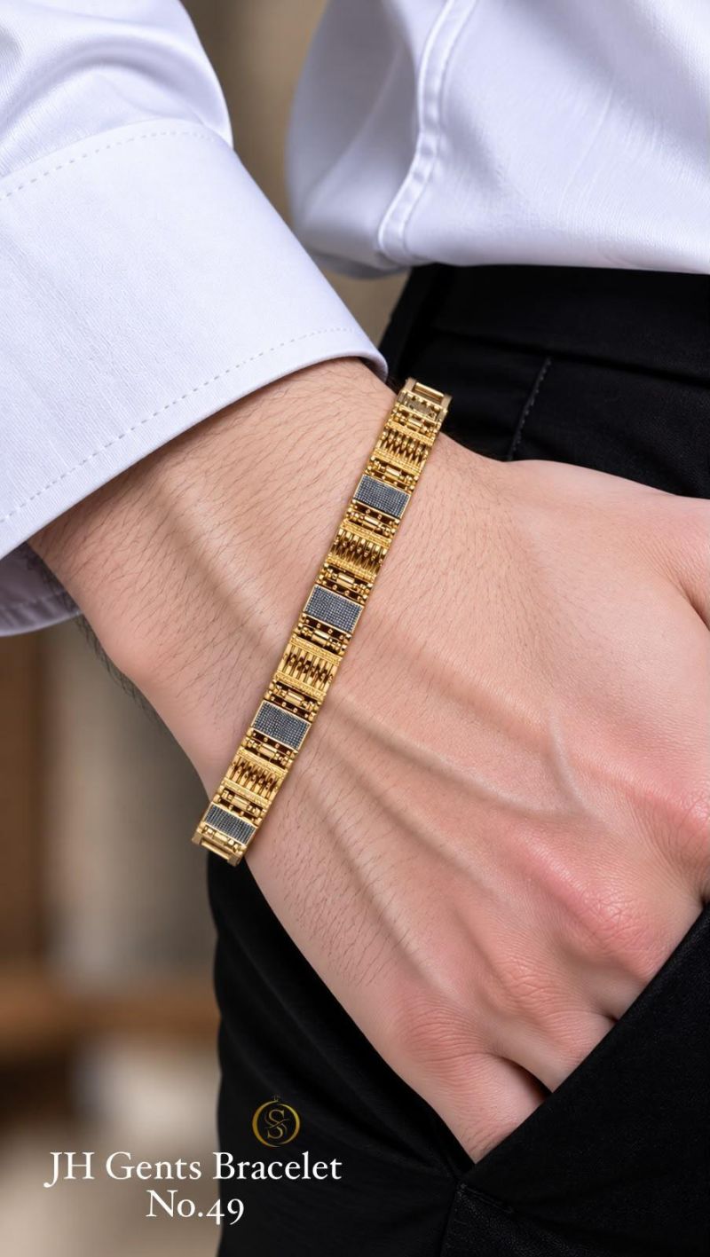 Amrah Wholesale Jh Golden And Silver Gents Brancelet 1 Gold Plated Imitation Jewellery