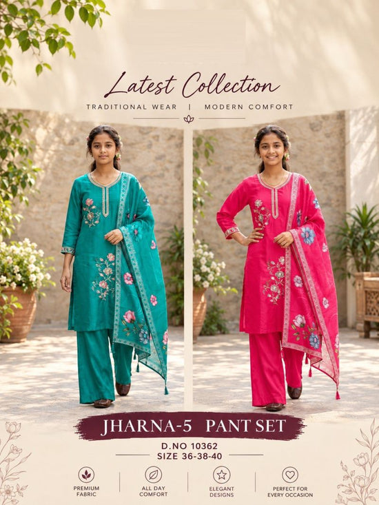 Amrah Wholesale Jharna 10362 Roman Glass Kurti Pant Dupatta Set