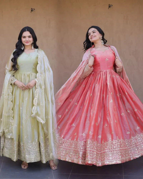 Amrah Wholesale Ka 1260 Fendi Silk Embroidered Gown