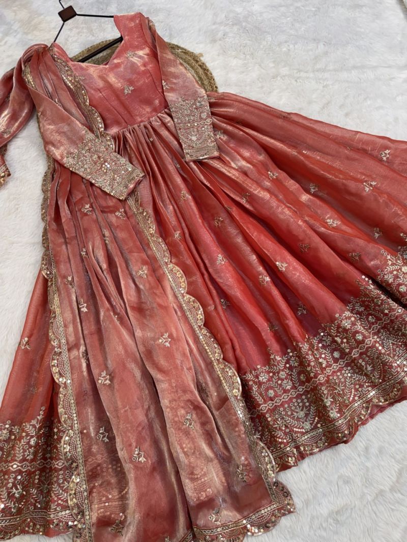 Amrah Wholesale Ka 1260 Fendi Silk Embroidered Gown