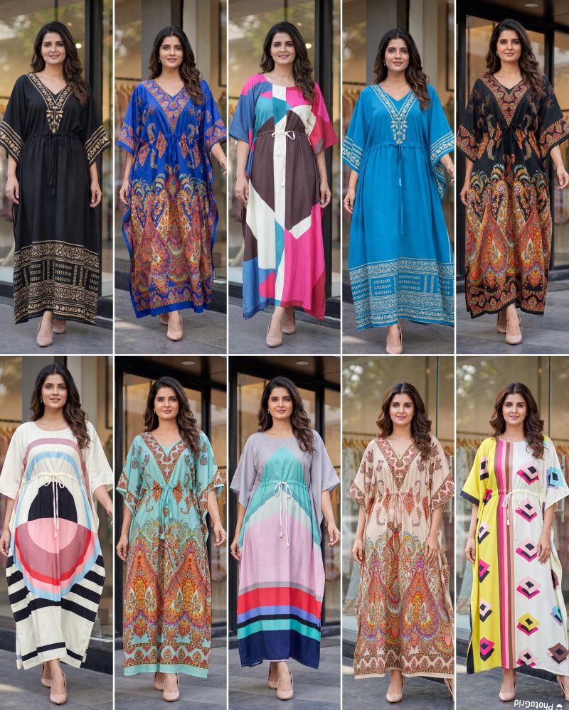 Amrah Wholesale Kaftan Vol 7 Heavy French Crepe Printed Kaftan