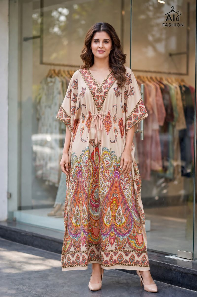 Amrah Wholesale Kaftan Vol 7 Heavy French Crepe Printed Kaftan