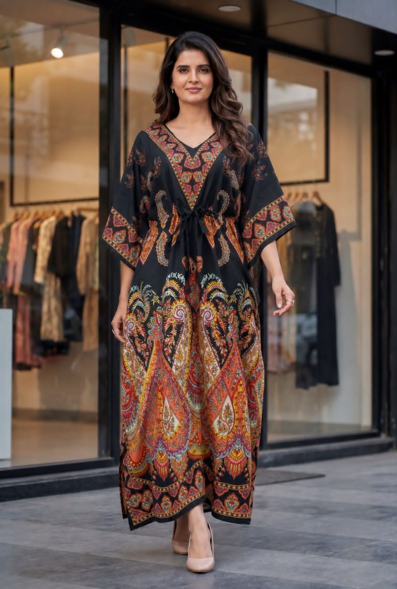 Amrah Wholesale Kaftan Vol 7 Heavy French Crepe Printed Kaftan