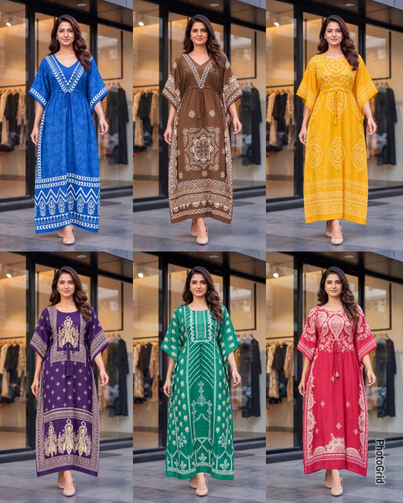 Amrah Wholesale Kaftan Vol 9 French Crepe Printed Long Kaftan