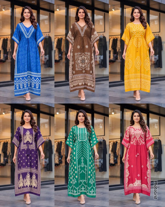Amrah Wholesale Kaftan Vol 9 French Crepe Printed Long Kaftan