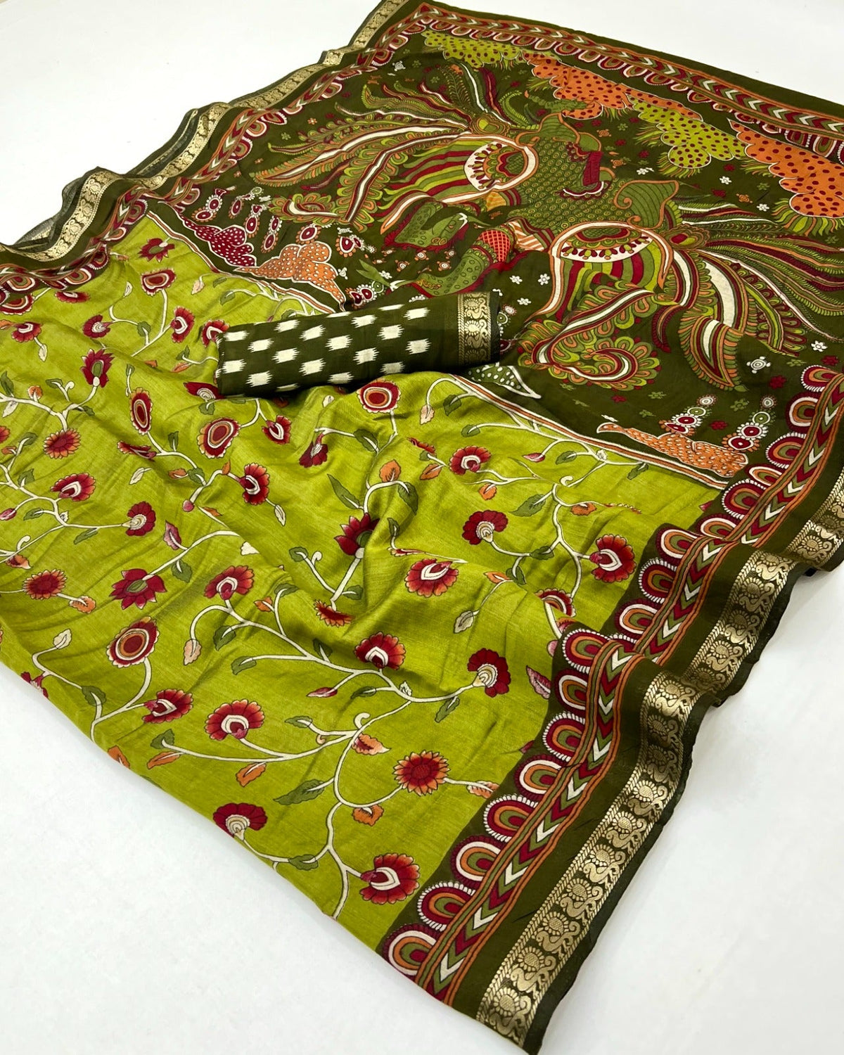 Amrah Wholesale Kalamkari Vol 1 PV Cotton Saree - Amrah Wholesale