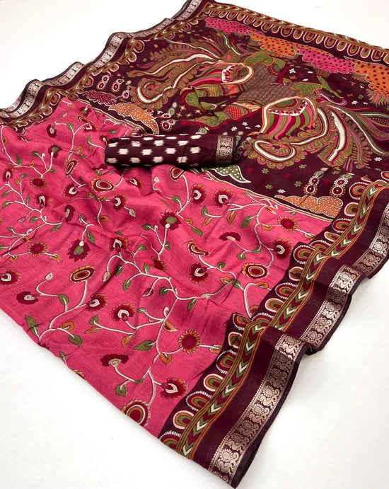 Amrah Wholesale Kalamkari Vol 1 PV Cotton Saree - Amrah Wholesale