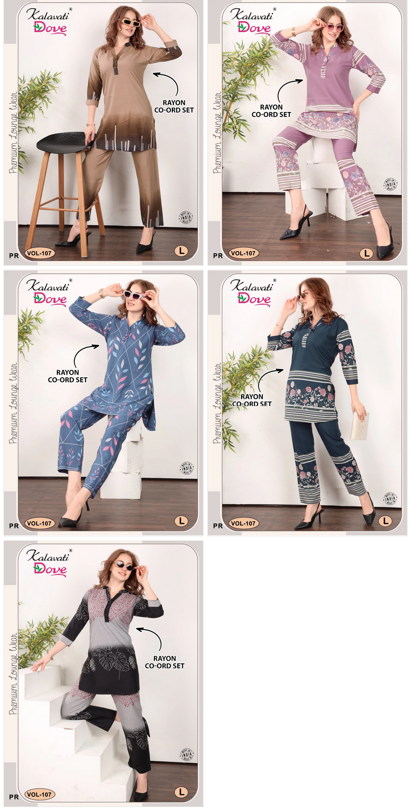 Amrah Wholesale Kalavatis Vol 107 A Rayon Printed Co Ord Set