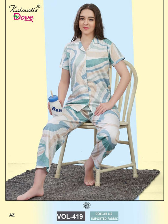 Amrah Wholesale Kalavatis Vol 419 Imported Printed Night Suit