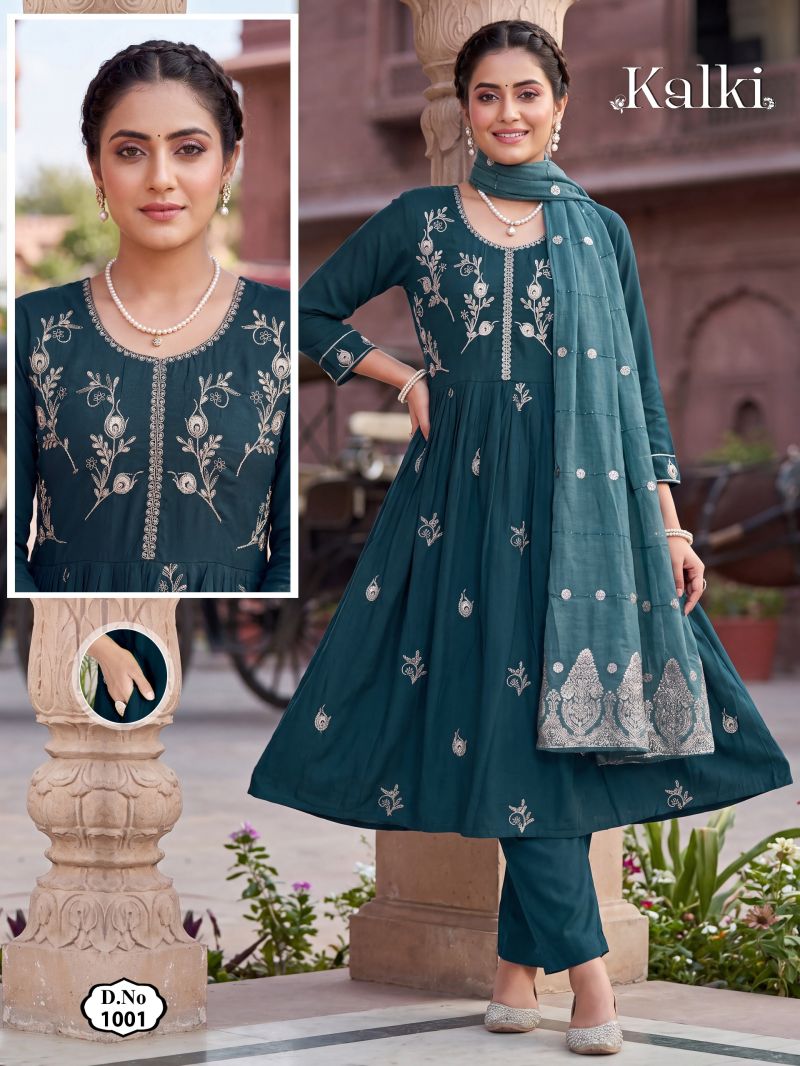 Amrah Wholesale Kalki Vol 2 Roman Silk Kurti Set