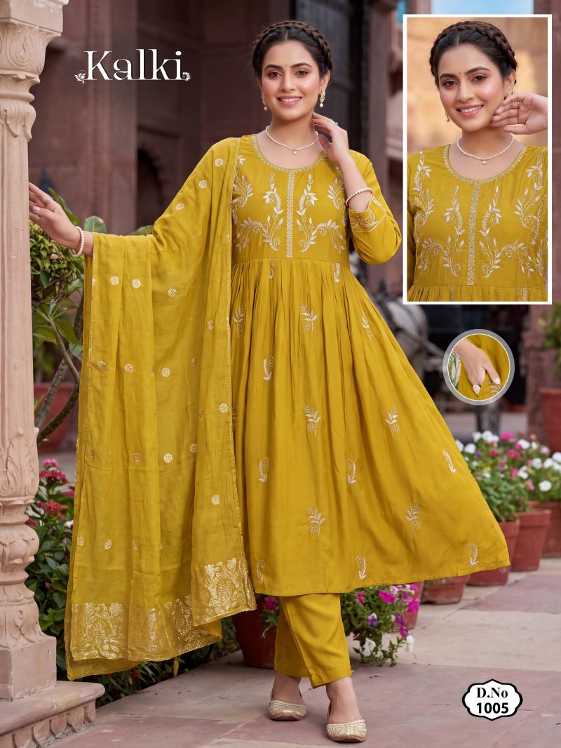 Amrah Wholesale Kalki Vol 2 Roman Silk Kurti Set