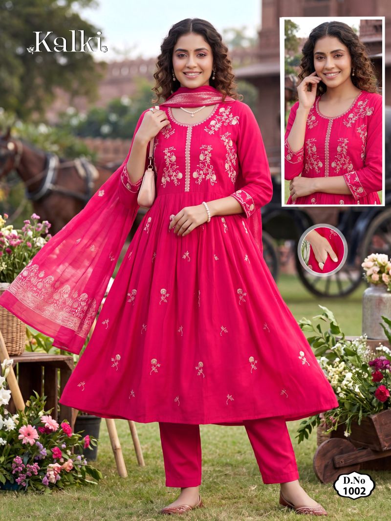 Amrah Wholesale Kalki Vol 2 Roman Silk Kurti Set