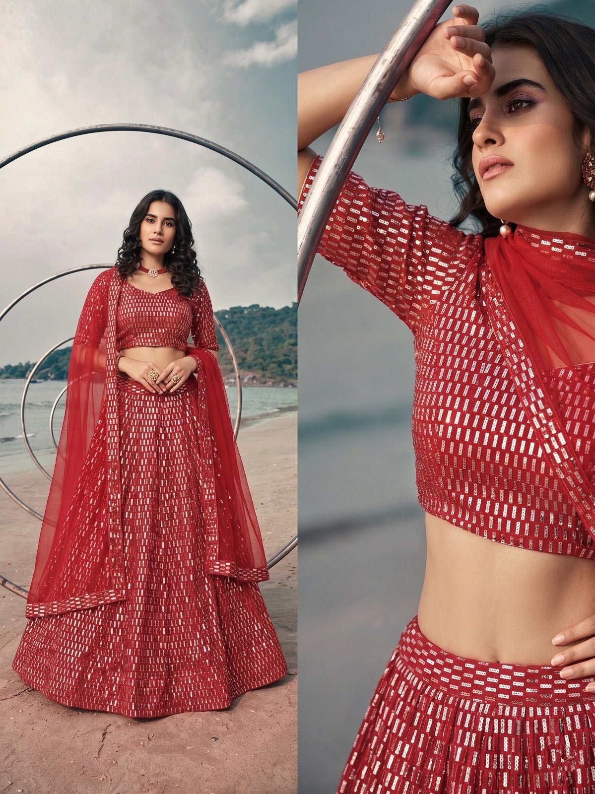 Amrah Wholesale Kb Series 8101 Butterfly Net Sequence Worked Lehenga Choli Collection - Amrah Wholesale