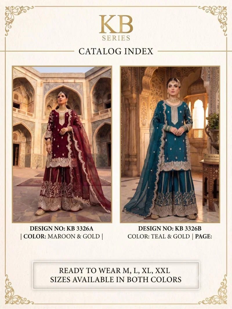 Amrah Wholesale KB Super Hit 3326 Fendy Silk Embroidered Designer Salwar Kameez Collection - Amrah Wholesale