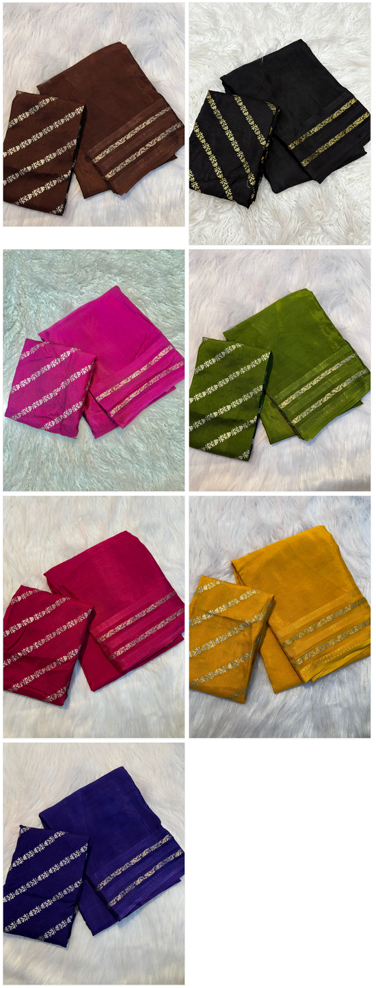 Amrah Wholesale Kc 221 Pure Viscose Mysore Crepe Silk Saree