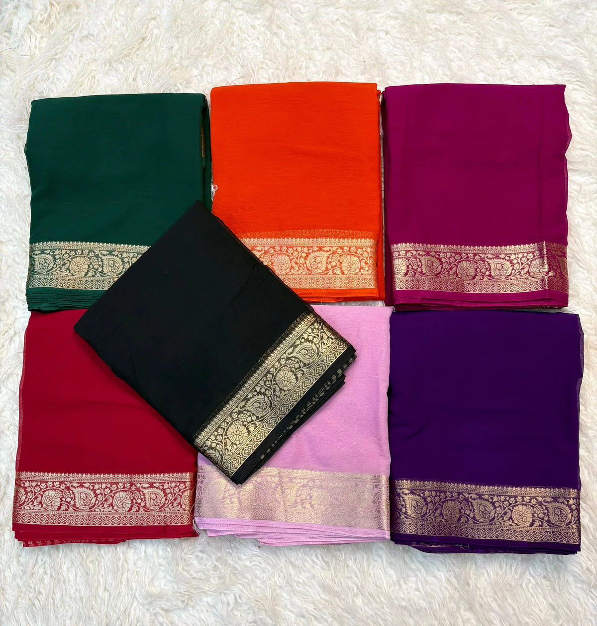 Amrah Wholesale Kc 412 Pure Chiffon Saree
