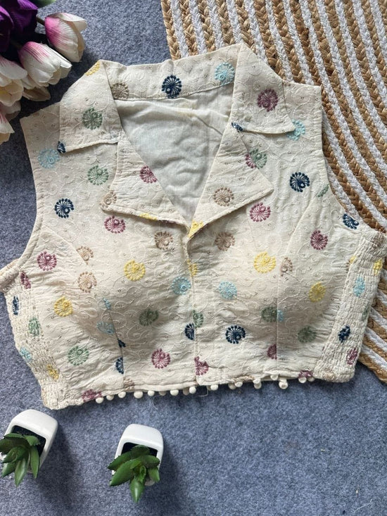 Amrah Wholesale Khadi Collar Khadi Embroidered Designer Blouse - Amrah Wholesale
