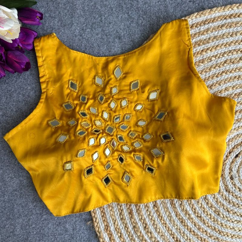 Amrah Wholesale Khadi Vol 35 Satin Hand Mirror Work Blouse - Amrah Wholesale
