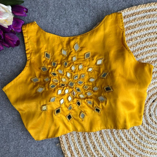 Amrah Wholesale Khadi Vol 35 Satin Hand Mirror Work Blouse - Amrah Wholesale