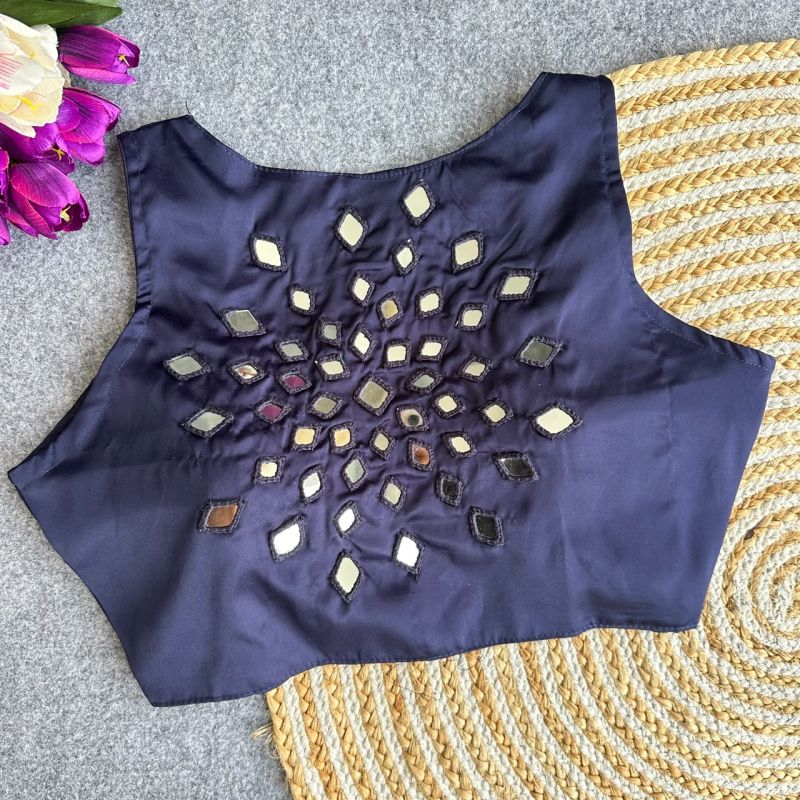 Amrah Wholesale Khadi Vol 35 Satin Hand Mirror Work Blouse - Amrah Wholesale