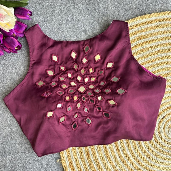 Amrah Wholesale Khadi Vol 35 Satin Hand Mirror Work Blouse - Amrah Wholesale