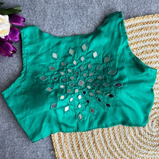 Amrah Wholesale Khadi Vol 35 Satin Hand Mirror Work Blouse - Amrah Wholesale
