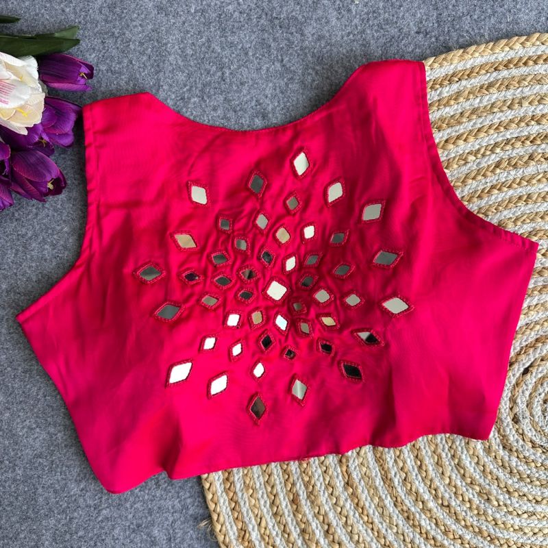 Amrah Wholesale Khadi Vol 35 Satin Hand Mirror Work Blouse - Amrah Wholesale