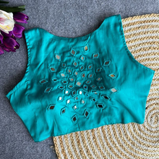 Amrah Wholesale Khadi Vol 35 Satin Hand Mirror Work Blouse - Amrah Wholesale