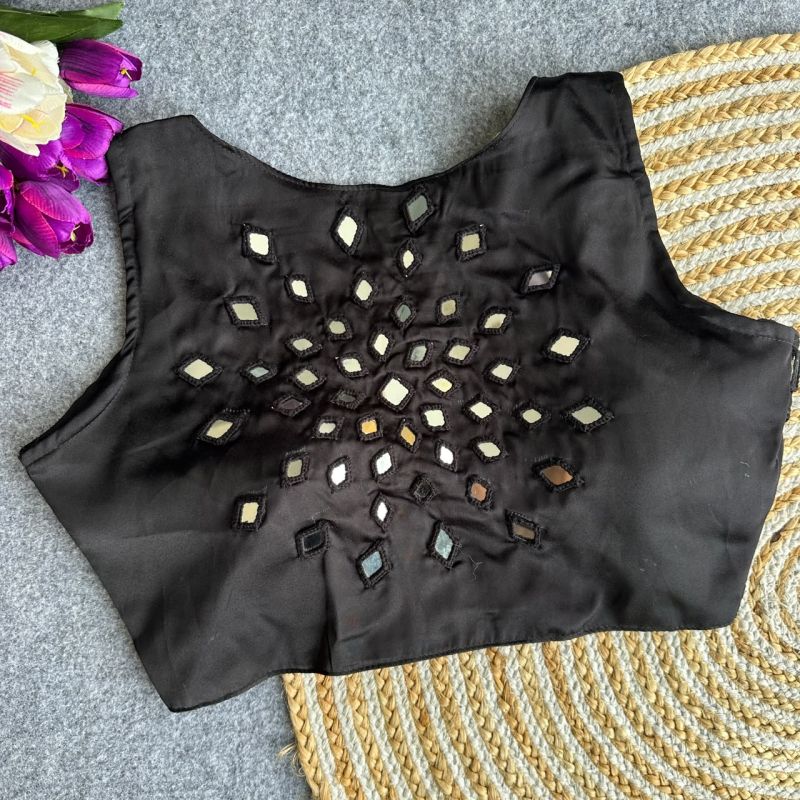 Amrah Wholesale Khadi Vol 35 Satin Hand Mirror Work Blouse - Amrah Wholesale