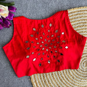 Amrah Wholesale Khadi Vol 35 Satin Hand Mirror Work Blouse - Amrah Wholesale