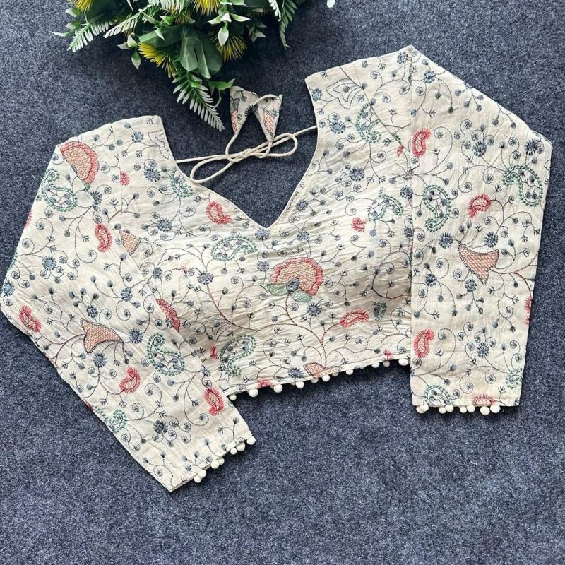 Amrah Wholesale Khadi Vol 39 Khadi Cotton Embroidered Blouse