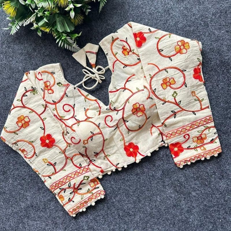 Amrah Wholesale Khadi Vol 39 Khadi Cotton Embroidered Blouse