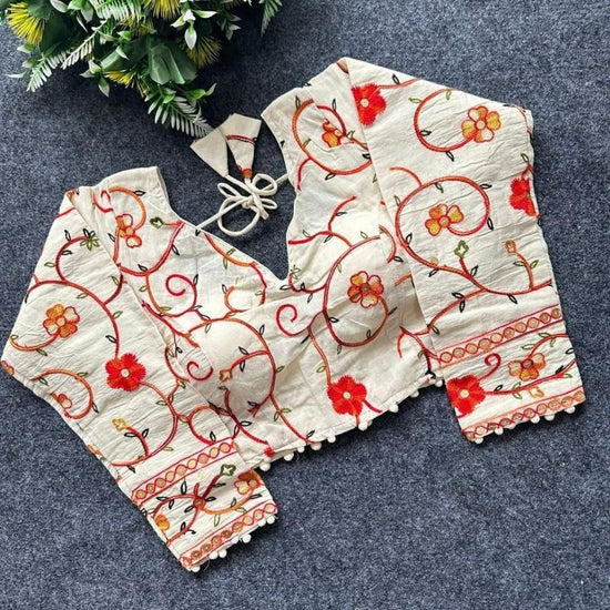 Amrah Wholesale Khadi Vol 39 Khadi Cotton Embroidered Blouse