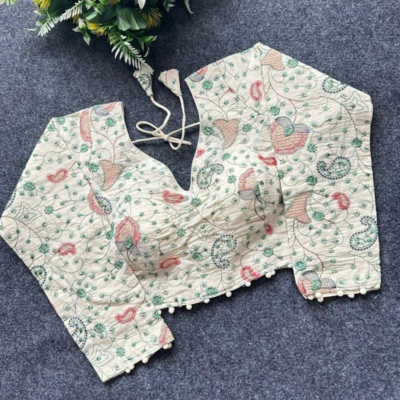 Amrah Wholesale Khadi Vol 39 Khadi Cotton Embroidered Blouse