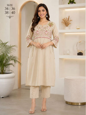 Amrah Wholesale Khajuri 139 Rayon Embroidered Kurti Pant Set - Amrah Wholesale
