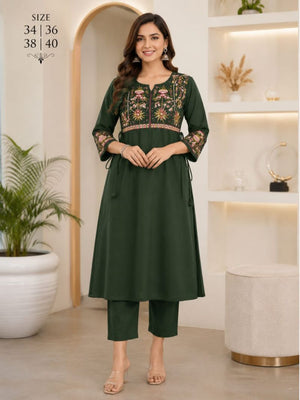 Amrah Wholesale Khajuri 139 Rayon Embroidered Kurti Pant Set - Amrah Wholesale