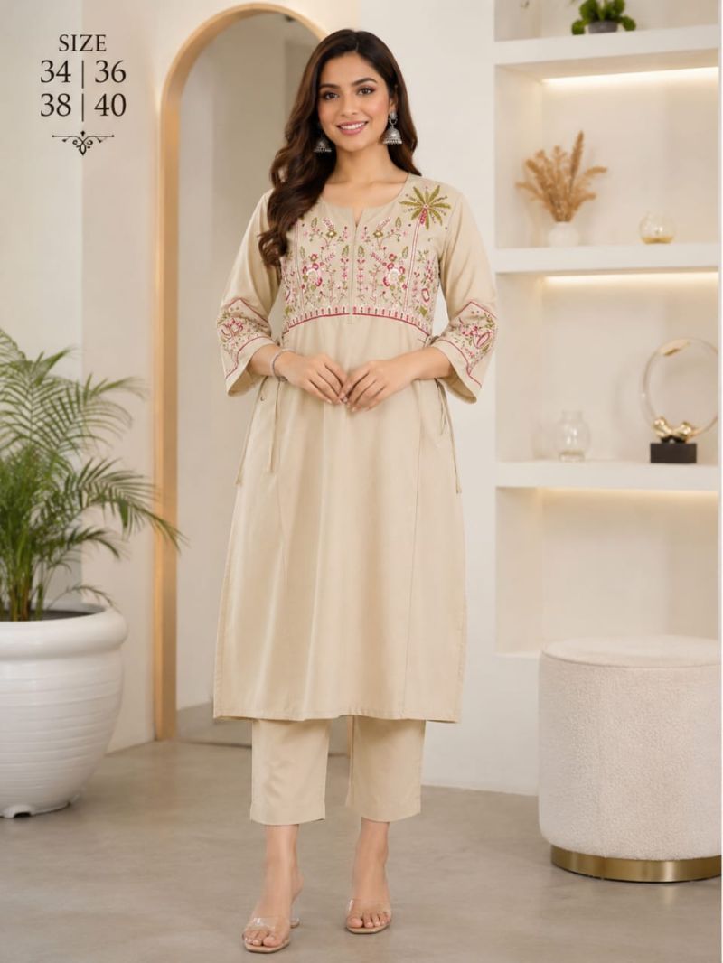 Amrah Wholesale Khajuri 139 Rayon Embroidered Kurti Pant Set