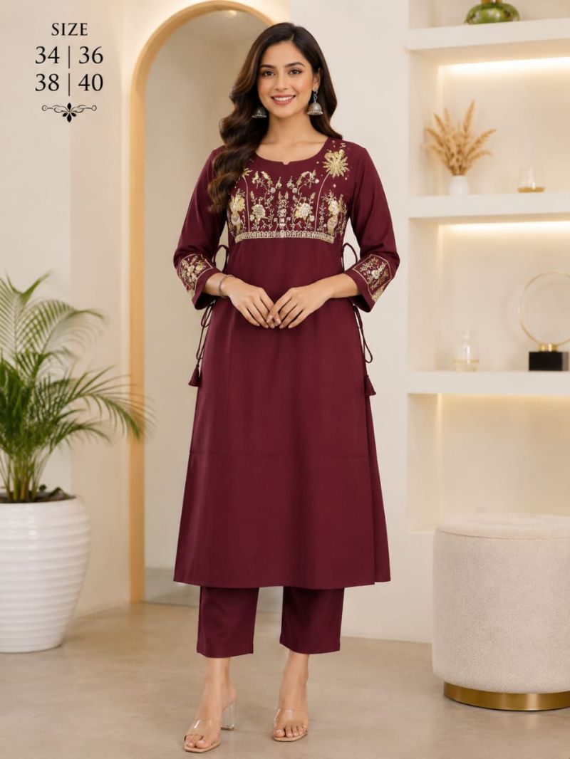 Amrah Wholesale Khajuri 139 Rayon Embroidered Kurti Pant Set
