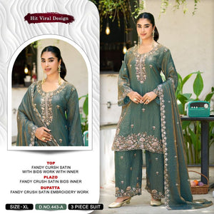 Khas Fashion Khas 443 A To D Fandy Crush Satin Beads Work Salwar Kameez