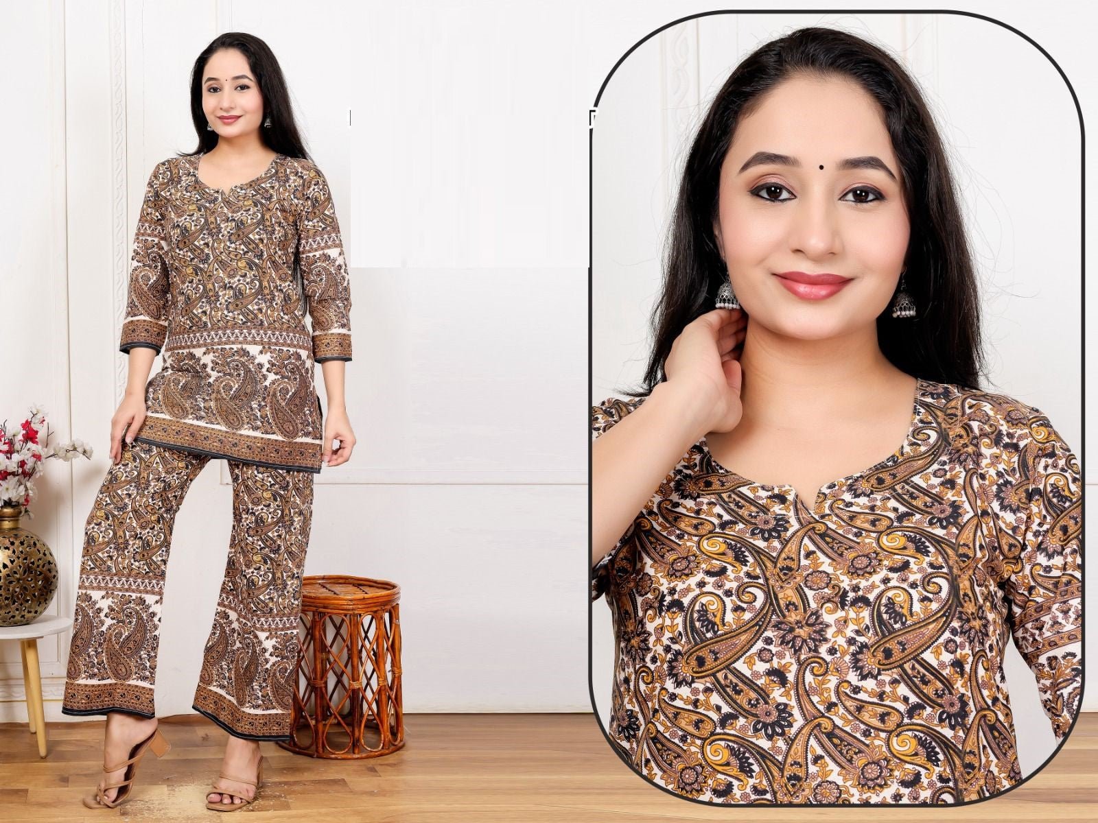Amrah Wholesale Lrc 15 Cotton Kalamkari Printed Co-Ord Set Collection - Amrah Wholesale