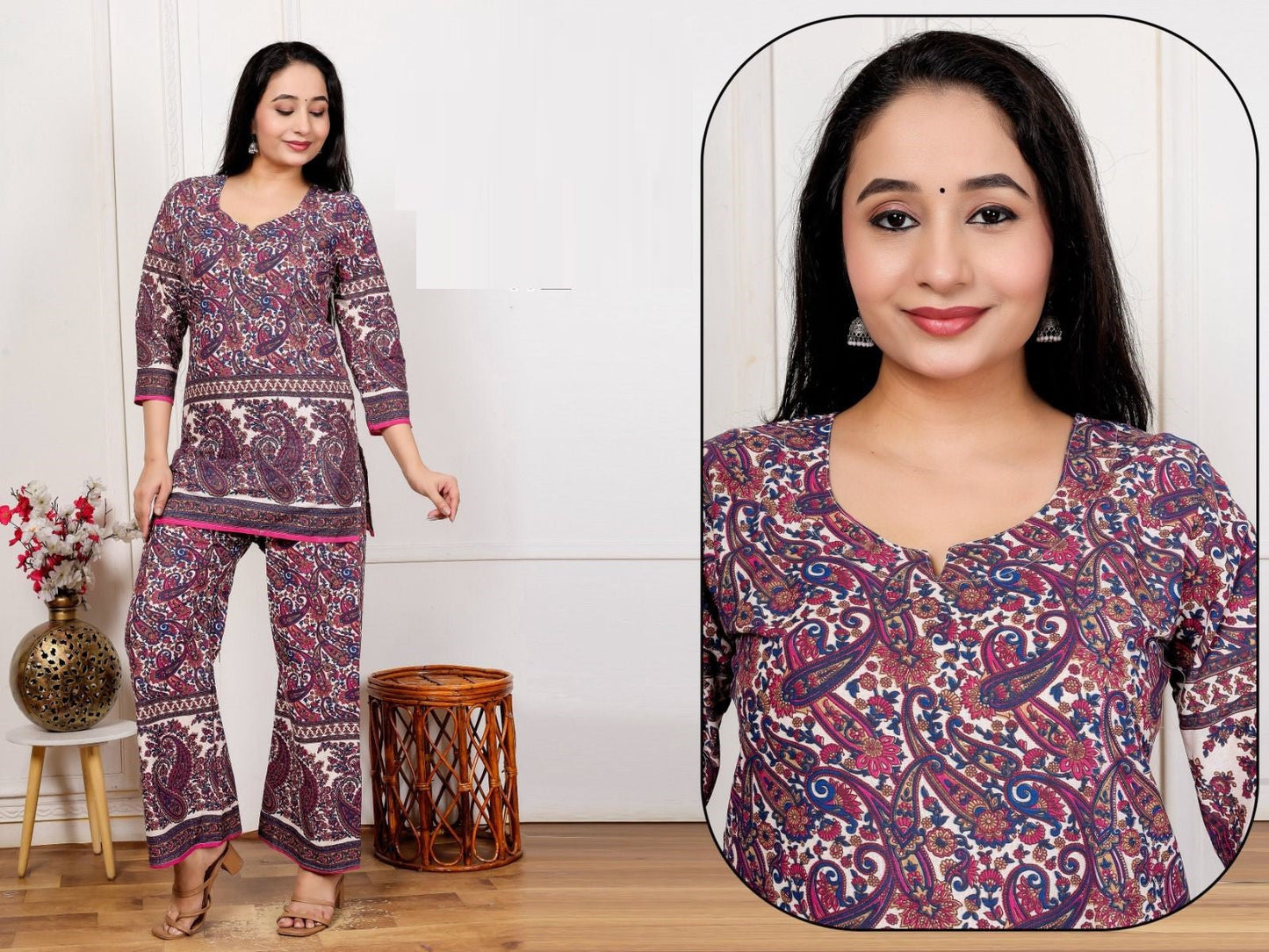 Amrah Wholesale Lrc 15 Cotton Kalamkari Printed Co-Ord Set Collection - Amrah Wholesale