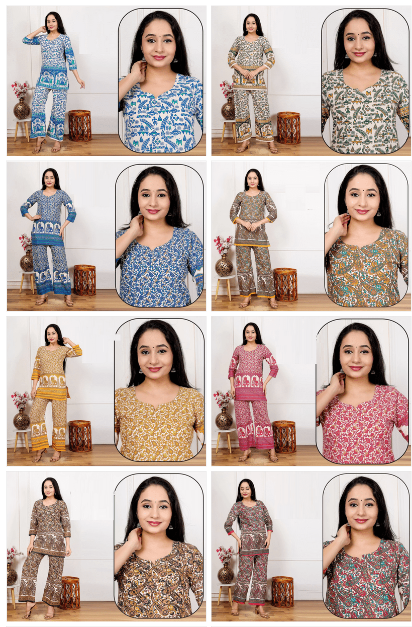 Amrah Wholesale Lrc 15 Cotton Kalamkari Printed Co-Ord Set Collection - Amrah Wholesale