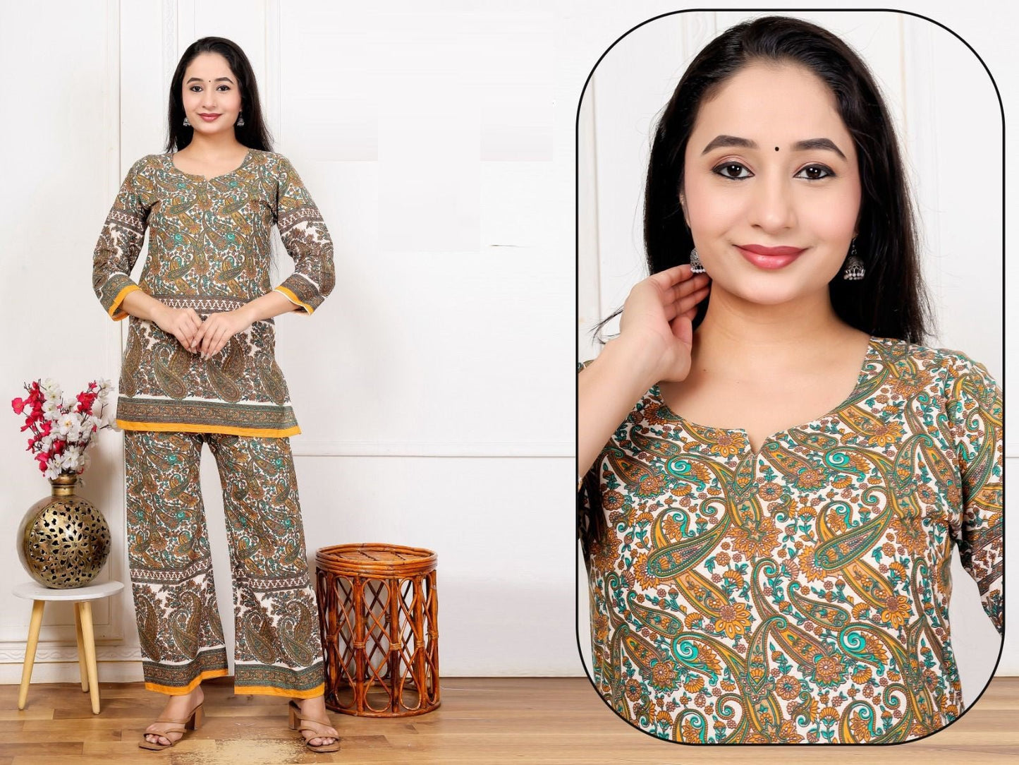 Amrah Wholesale Lrc 15 Cotton Kalamkari Printed Co-Ord Set Collection - Amrah Wholesale
