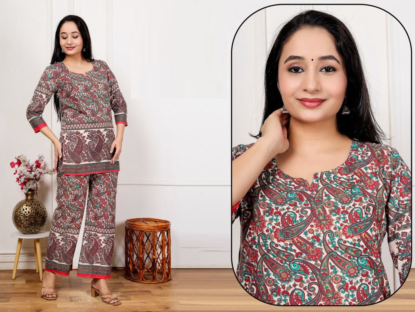 Amrah Wholesale Lrc 15 Cotton Kalamkari Printed Co-Ord Set Collection - Amrah Wholesale