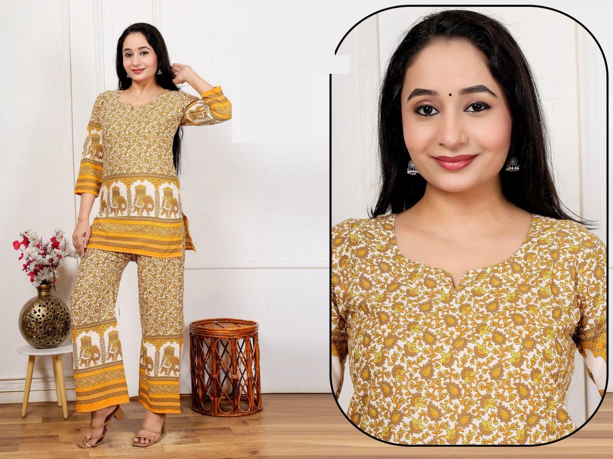 Amrah Wholesale Lrc 15 Cotton Kalamkari Printed Co-Ord Set Collection - Amrah Wholesale