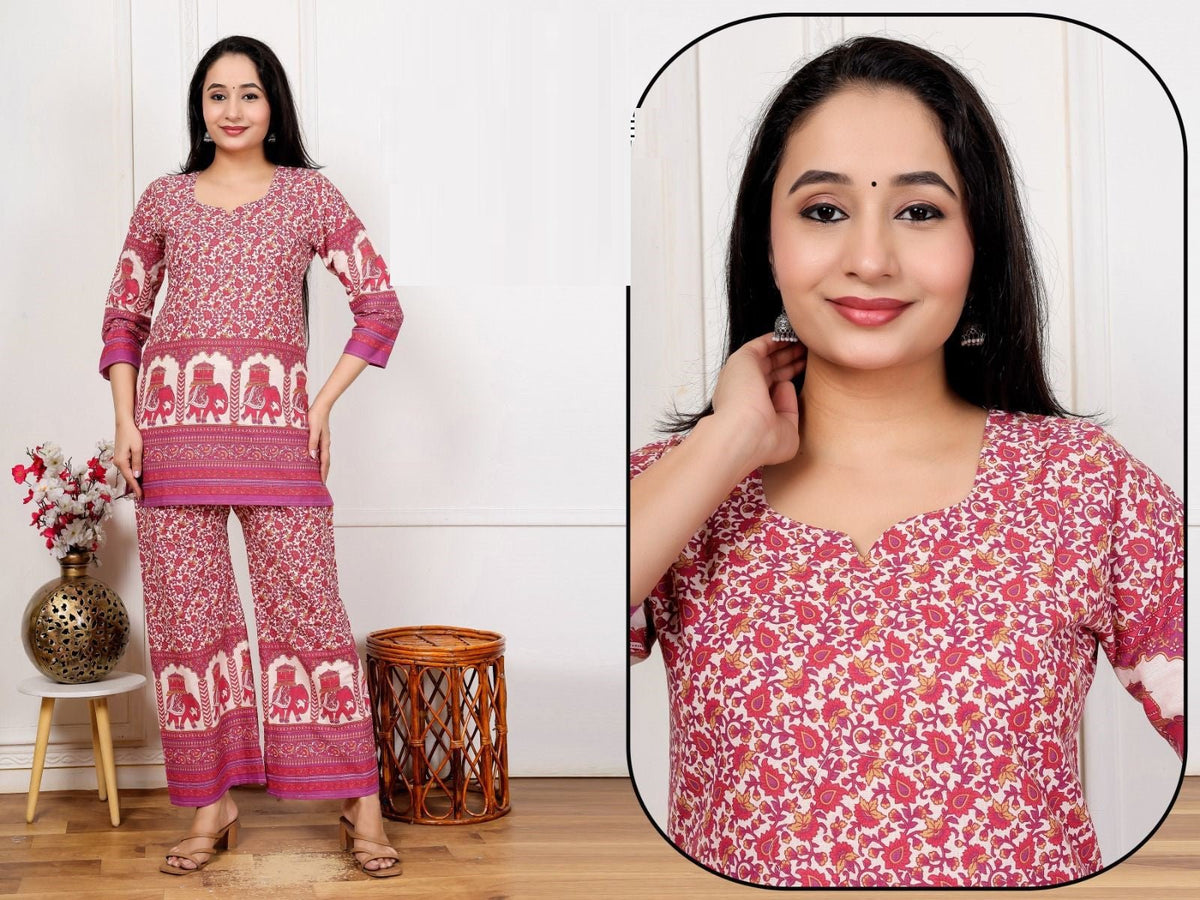 Amrah Wholesale Lrc 15 Cotton Kalamkari Printed Co-Ord Set Collection - Amrah Wholesale