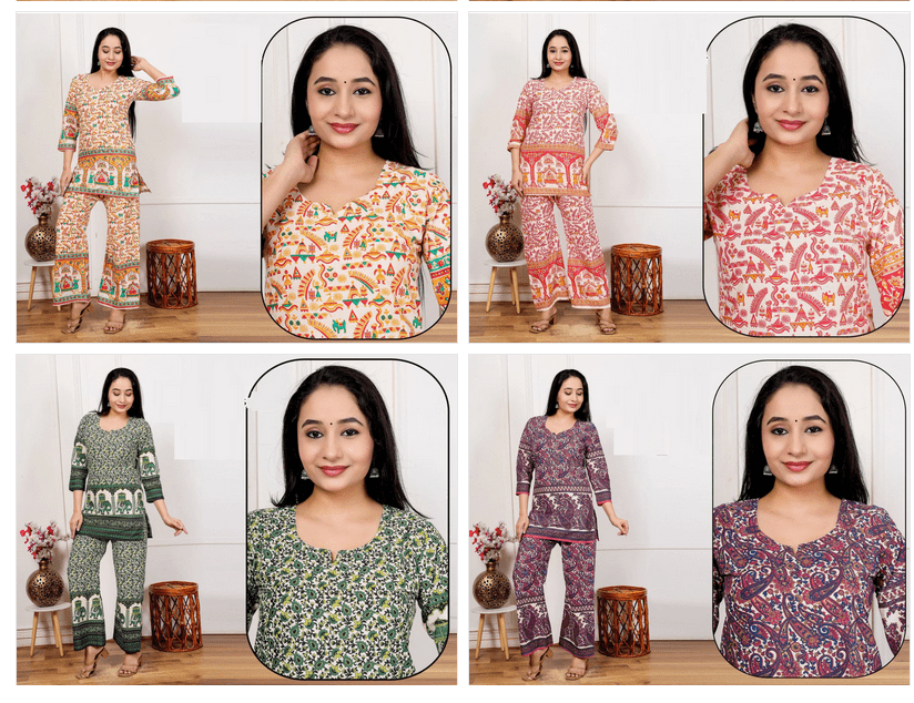 Amrah Wholesale Lrc 15 Cotton Kalamkari Printed Co-Ord Set Collection - Amrah Wholesale