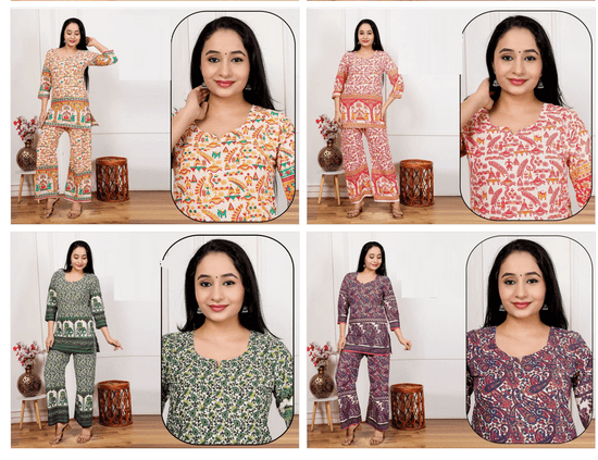 Amrah Wholesale Lrc 15 Cotton Kalamkari Printed Co-Ord Set Collection - Amrah Wholesale