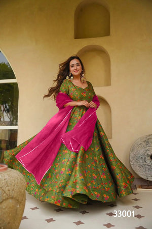 Amrah Wholesale Lucaya Vol 33 Silk Digital Printed Flared Gown Set - Amrah Wholesale